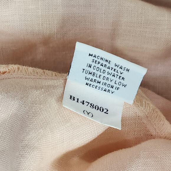 Kleen Top Womens Size L Orange Linen Button Up Crop Sleeve Blouse Lagenlook - Picture 8 of 11